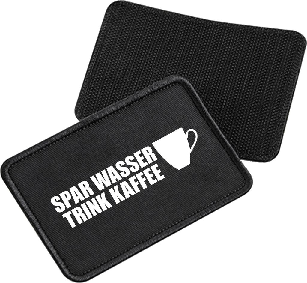Huuraa Patch Spar Wasser Trink Kaffee Kaffeetasse Black 10 x 6,5cm Baumwolle Klettpatch für Mütze Geschenkidee