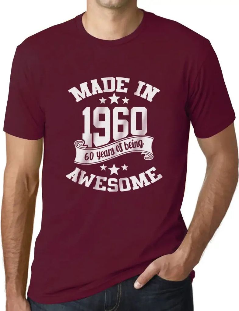 Herren Grafik T-Shirt Hergestellt 1960 – 1960 – Geschenk 64. Geburtstag Jahrestag 64 Jahre Jubiläum 64 Jährige Mann Jahrgang 1960 Kurzarm