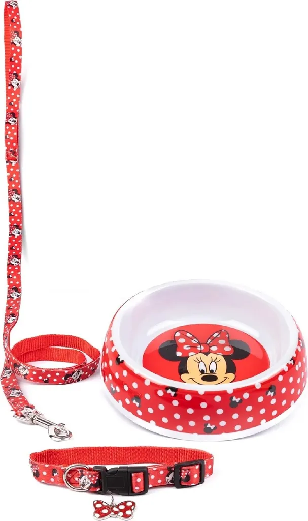 Collare Minnie Mouse NS7101 M Disney Originale - Rosso e Pois Bianchi
