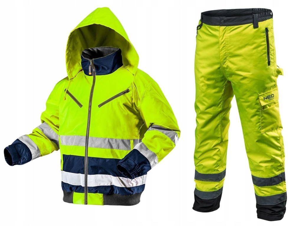 NEO TOOLS Herren wasserdichte Isolierte Arbeit Warnjacke oder Set mit wasserdichte Hose, Gr. S-3XL Gelb | Gr. L