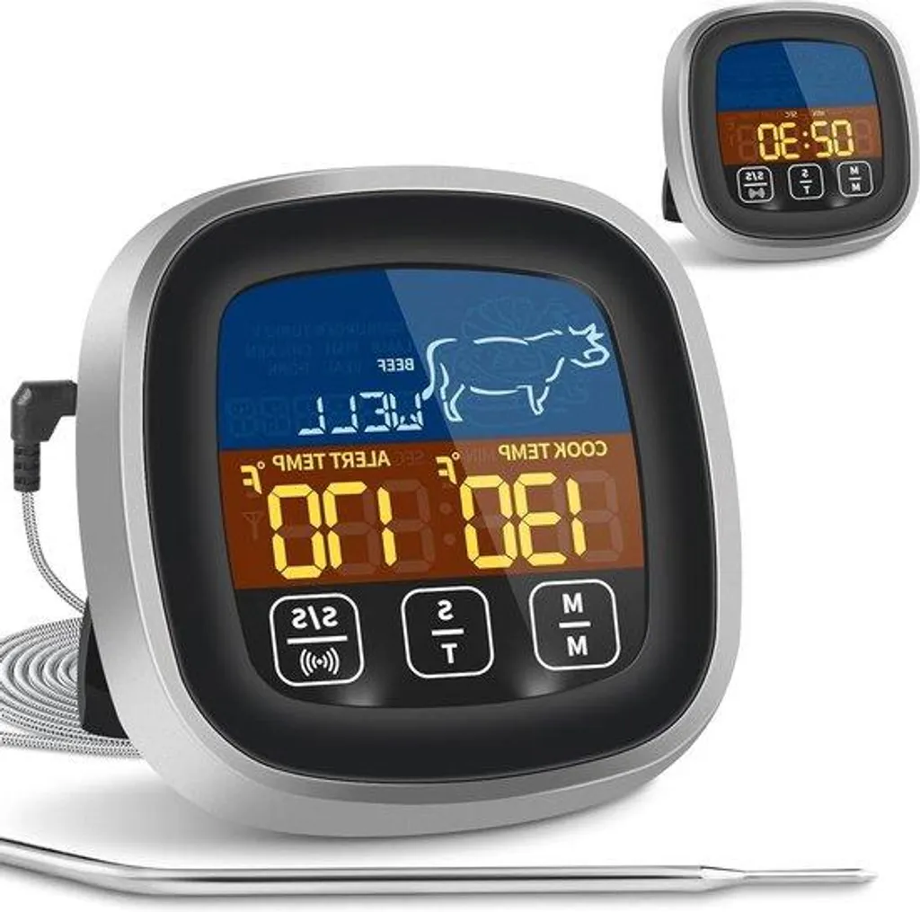Thermomètre numérique à sonde longue 16 cm pour viande grillée à point