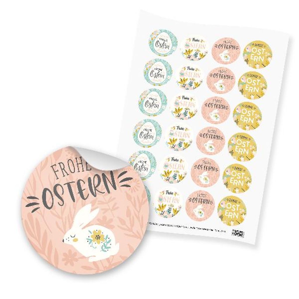 itenga 24x Sticker Frohe Ostern Mix pastell (Motiv 217)