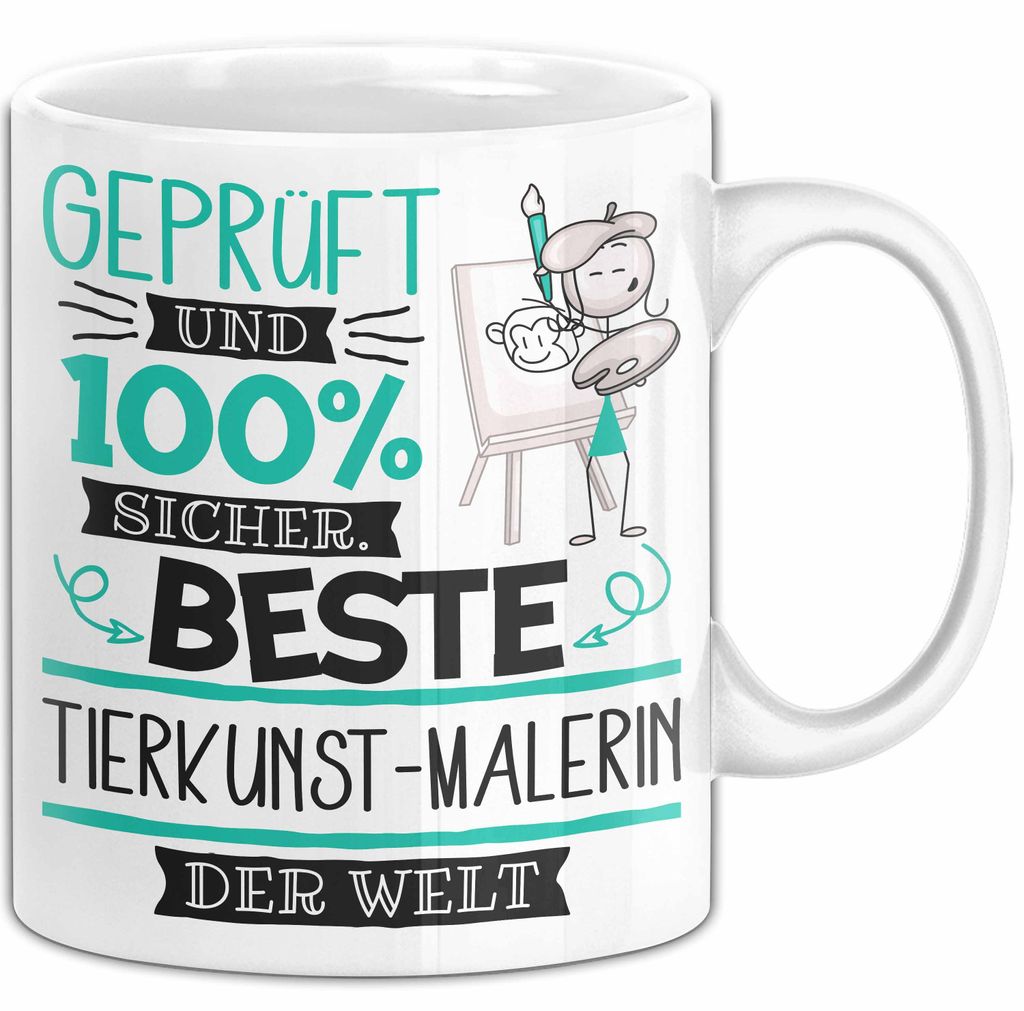 Beste Tierkunst-Malerin Der Welt Tasse Geschenk für Eine Tierkunst-Malerin Und Sicher Geschenkidee Geburtstag Weihnachten (Weiß)