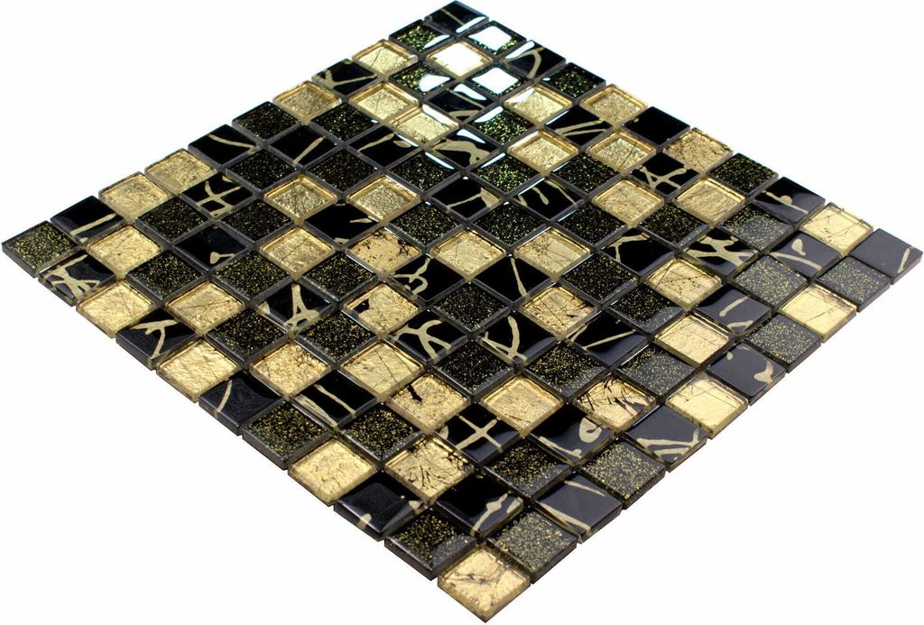 Goldglasmosaik „oro-“, Gold- und Schwarzmischmosaik, Produktbild 