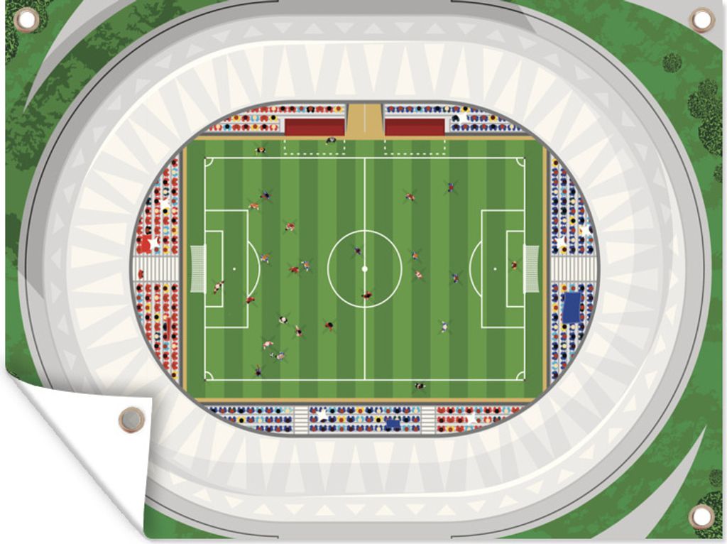 MuchoWow 80x60 cm Outdoor-Poster Gartendeko Sichtschutz Garten Poster für den Garten Eine Illustration eines ovalen Fußballstadions