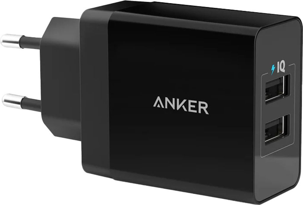 Anker 24W 2-Port USB Wandladegerät Schwarz