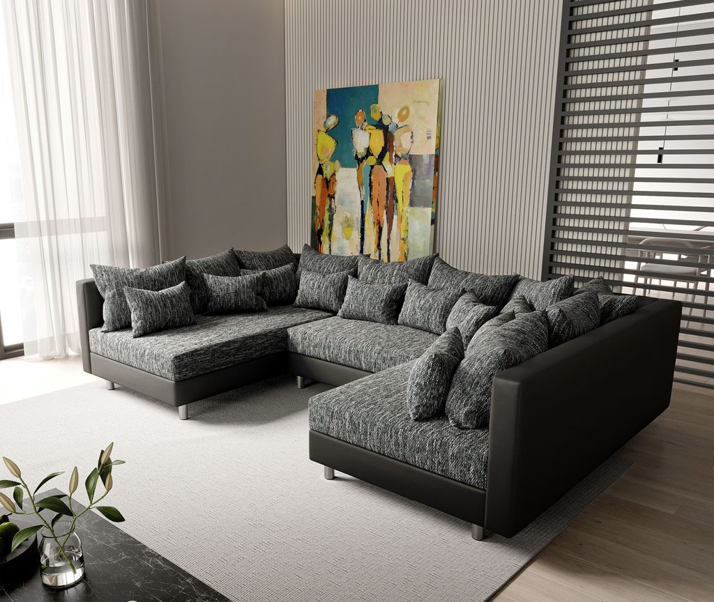 DELIFE Wohnlandschaft Clovis Schwarz Modularsofa Modulsystem