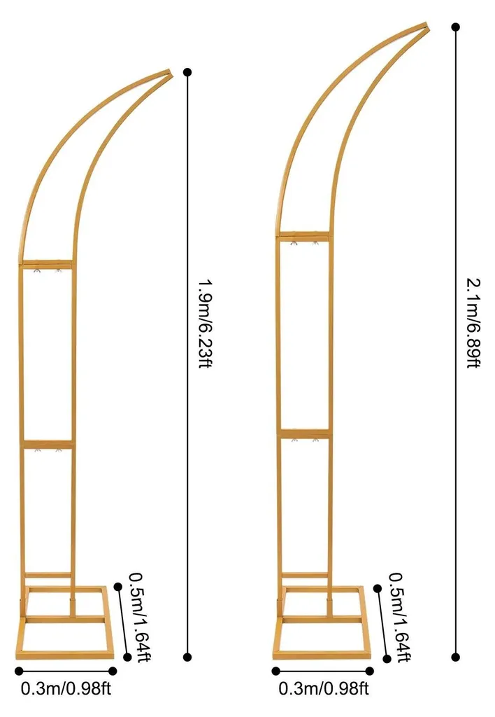 Arche de mariage stable en acier doré - Support résistant pour fleurs - 2