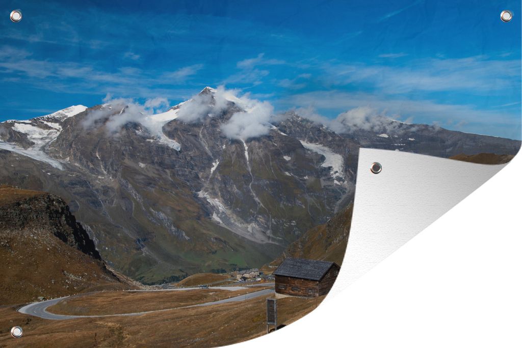 MuchoWow 90x60 cm Outdoor-Poster Gartendeko Sichtschutz Garten Poster für den Garten Die Großglockner Hochalpenstraße mit den Berggipfeln in ...