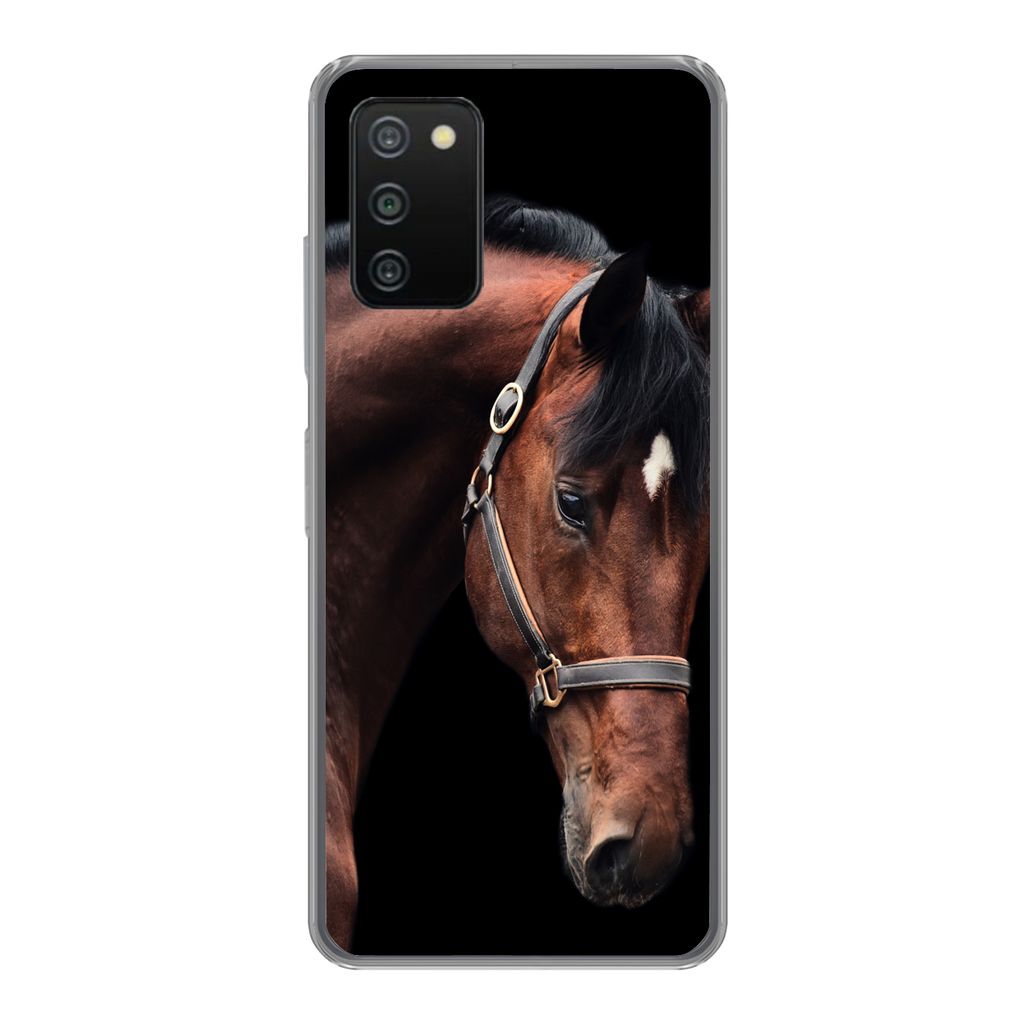 MuchoWow Handyhülle Schutzhülle Hülle für Samsung Galaxy A03s Pferd - Leicht - Halfter Silikon Softcase Handy Hülle - Schutz