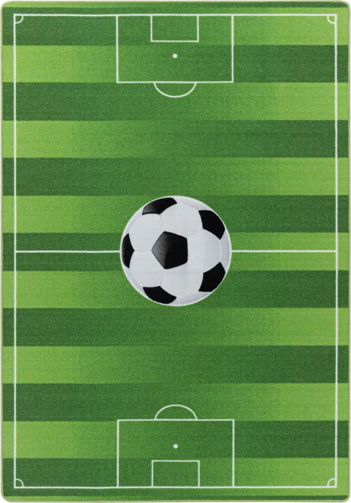 Tapis de Chambre Enfant Football 120x170 cm Vert Lavable et Très Doux