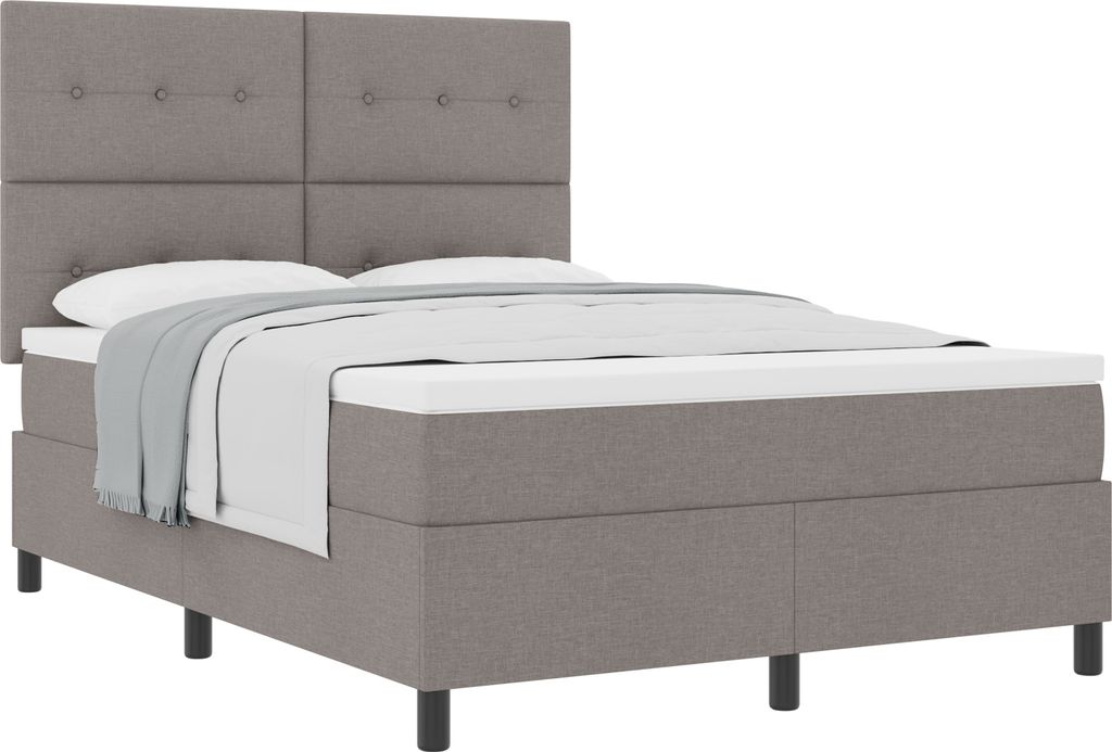 "2025"cloris Bettrahmen, Boxspringbett mit Matratze Taupe 160x200 cm Stoff - Klassische Betten CHY70991