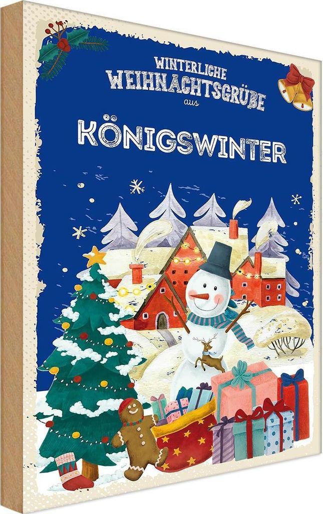 vianmo Holzschild 18x12 cm Weihnachtsgrüße KÖNIGSWINTER Weihnachten