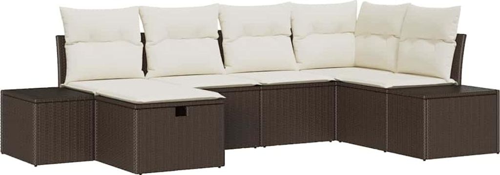 Gartensofa-set mit Kissen 6 pcs Braun Poly-Rattan
