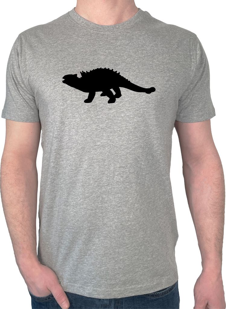 Huuraa Herren T-Shirt Ankylosaurus Dinosaurier XXL Sport Grey Bio Baumwolle Fairtrade Herrenshirt Geschenkidee