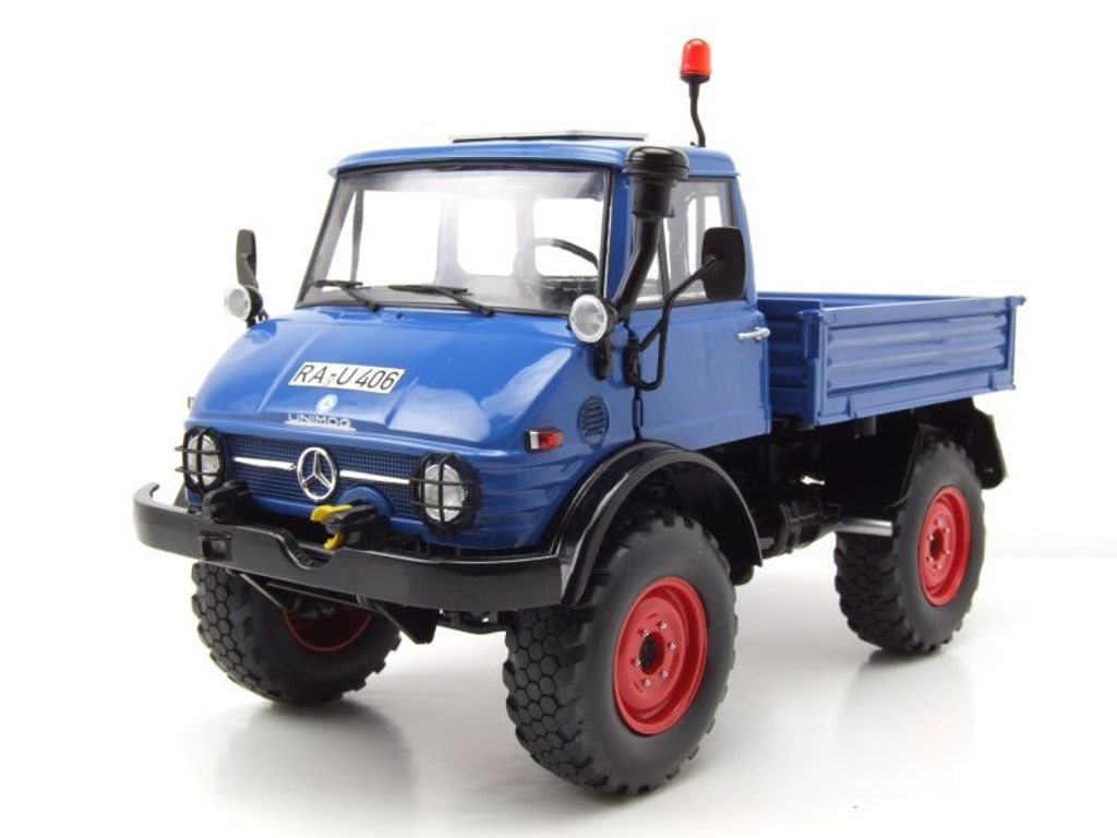 Mercedes Unimog 406 blau Modellauto 1:18 Schuco Produktbild 