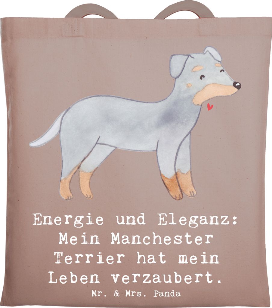 Mr. & Mrs. Panda Tote Bag Manchester Terrier Magie - Braun Pastell - Geschenk, Laptoptasche, Uni Tasche, Hund, Hunderassen, canvas, Vielfalt, Hunde...