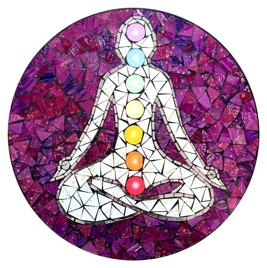 Spiegel Mosaik "Chakra Buddha" bunt Glas Ø40cm