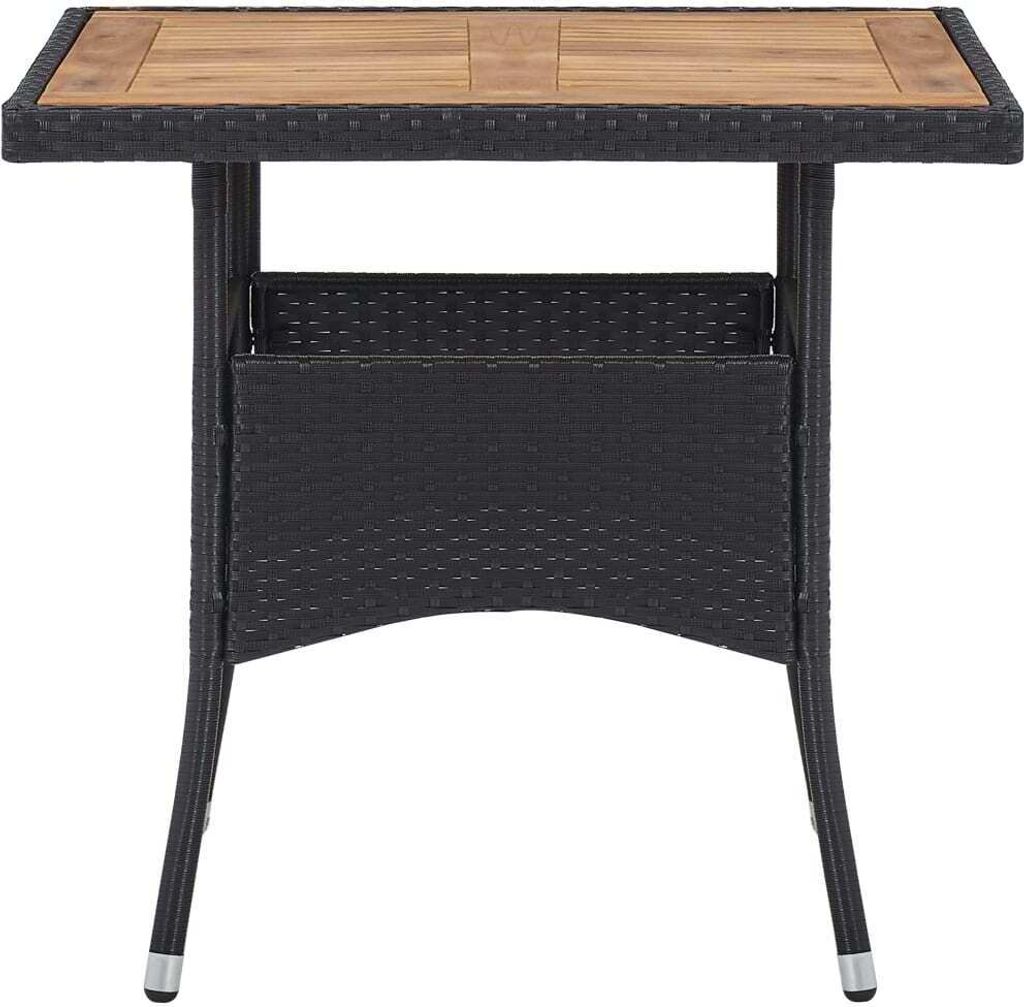 vidaXL Tavolo da pranzo da giardino in poly rattan nero e Immagine del prodotto 