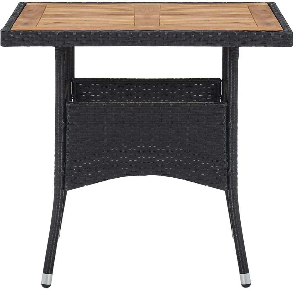 Tavolo vidaXL Outdoor Rattan Nero e Acacia | Armonia in Giardino