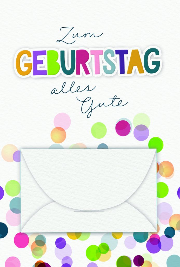 Geburtstag Geldkarte Karte mit Briefumschlag Bunte Punkte