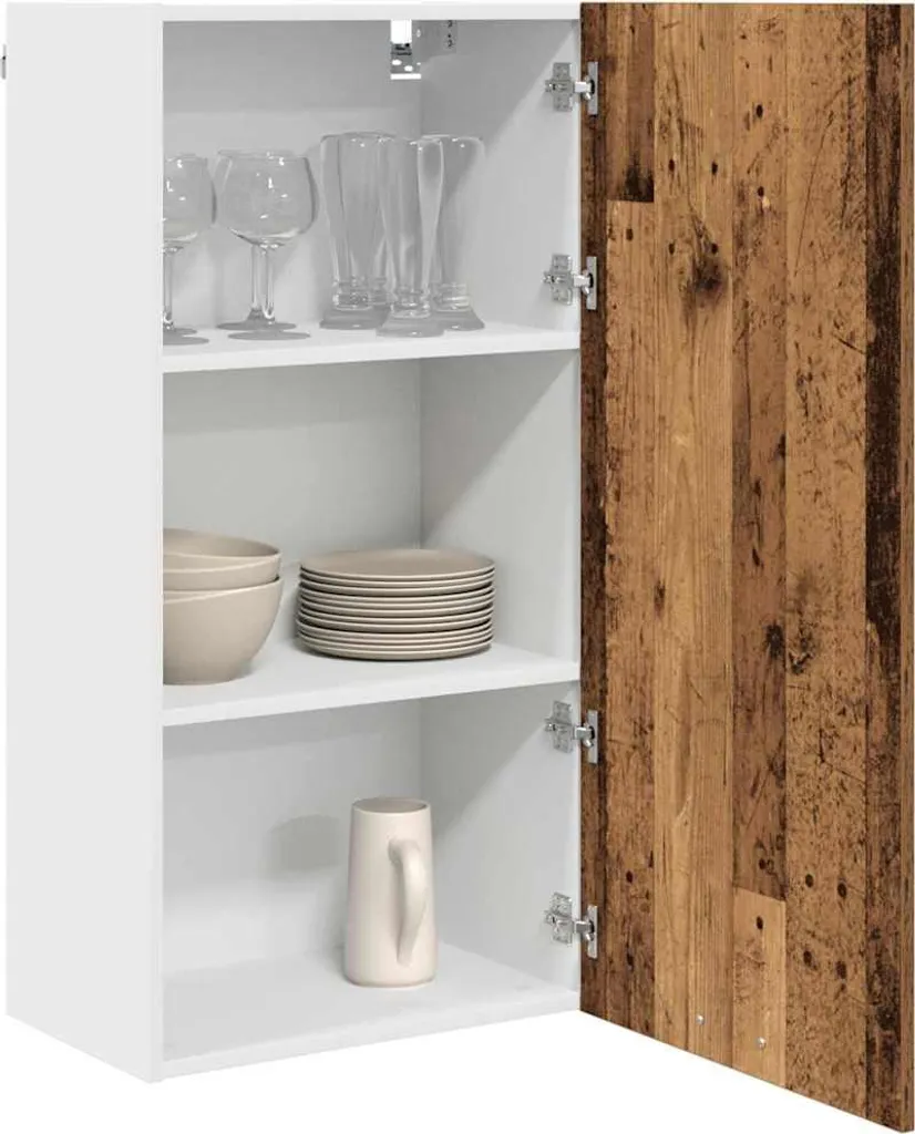 vidaXL Mobile a Parete 50x31x100 cm | Bianco e Legno | Top Qualità - 3