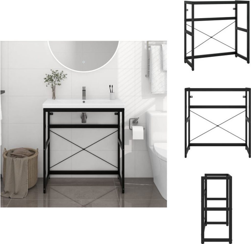 vidaXL Stelaż do umywalki czarny 79x38x83 cm żelazny - Zdjęcie produktu 