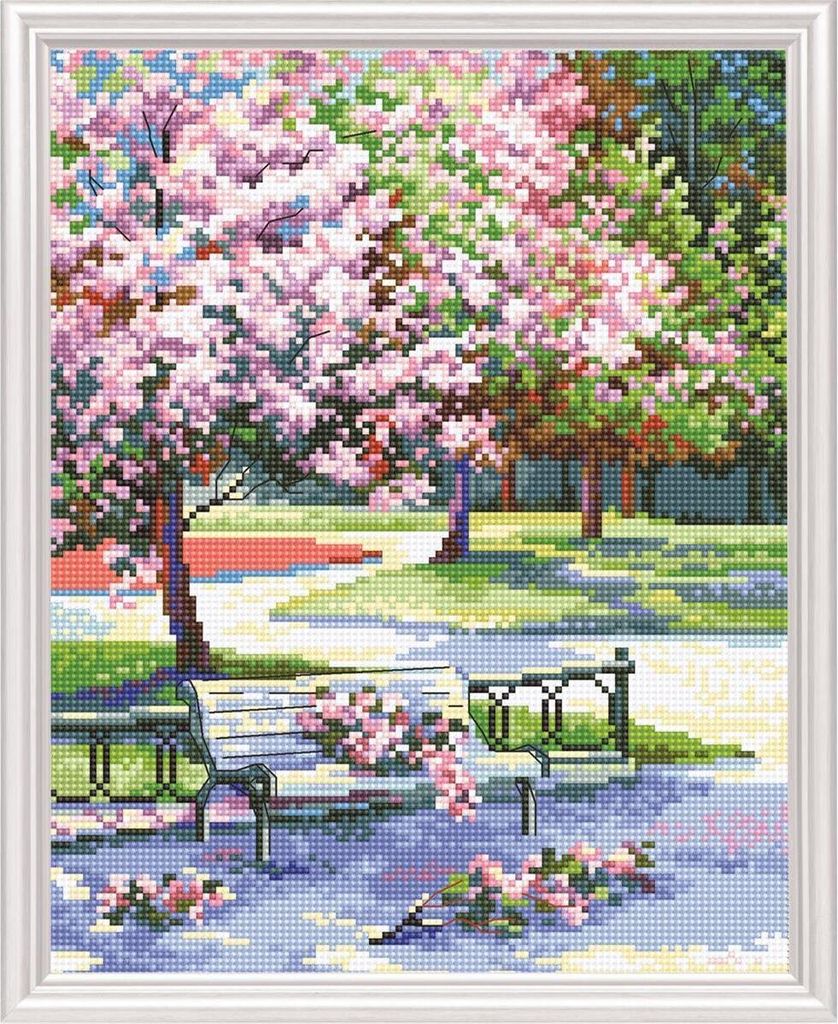 RTO Kreuzstich Set "Frühling im Park" M486, Zählmuster, 20x26 cm