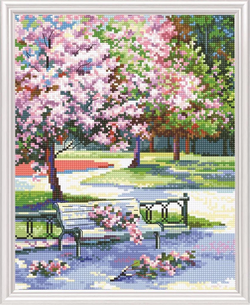 Décoration murale DIY avec ce kit point de croix paysage de printemps RTO