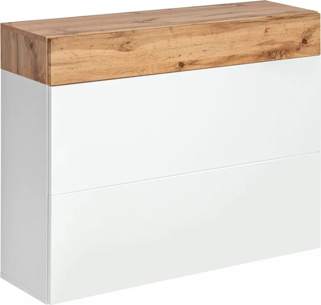 Armoire avec tiroir IRA chêne wotan et blanc - Rangement 2 portes penderie