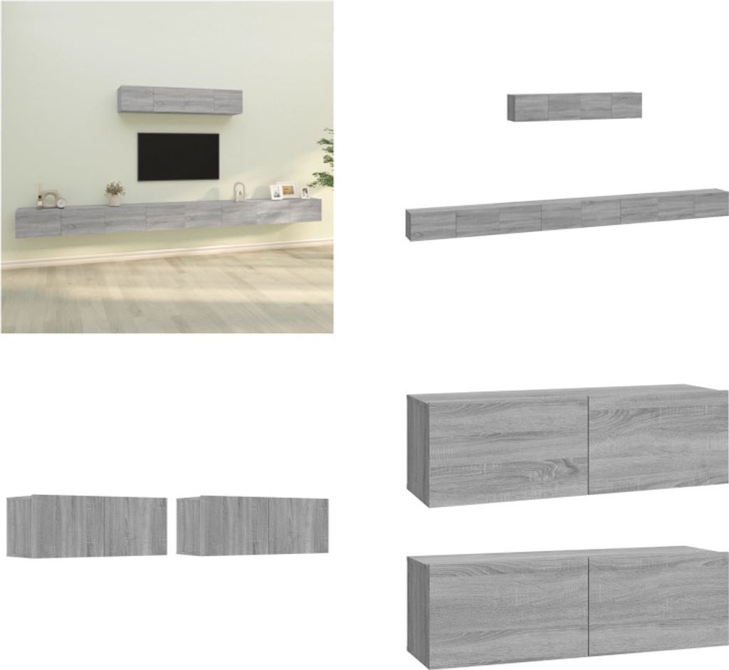 vidaXL 6 tlg. TV Schrank Set Grau Sonoma Holzwerkstoff - TV-Schrank-Set - TV-Schrank-Sets - Wohnwand - Schrankwand