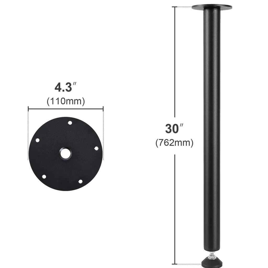 VEVOR set di 4 gambe per tavolo Corse per tavolo 762 mm di altezza 110 mm piastra di montaggio Acciaio al carbonio verniciatura a polvere nero opaco 544 kg di portata Ideale per tavoli da cucina soggiorno console tavoli da studio - 8