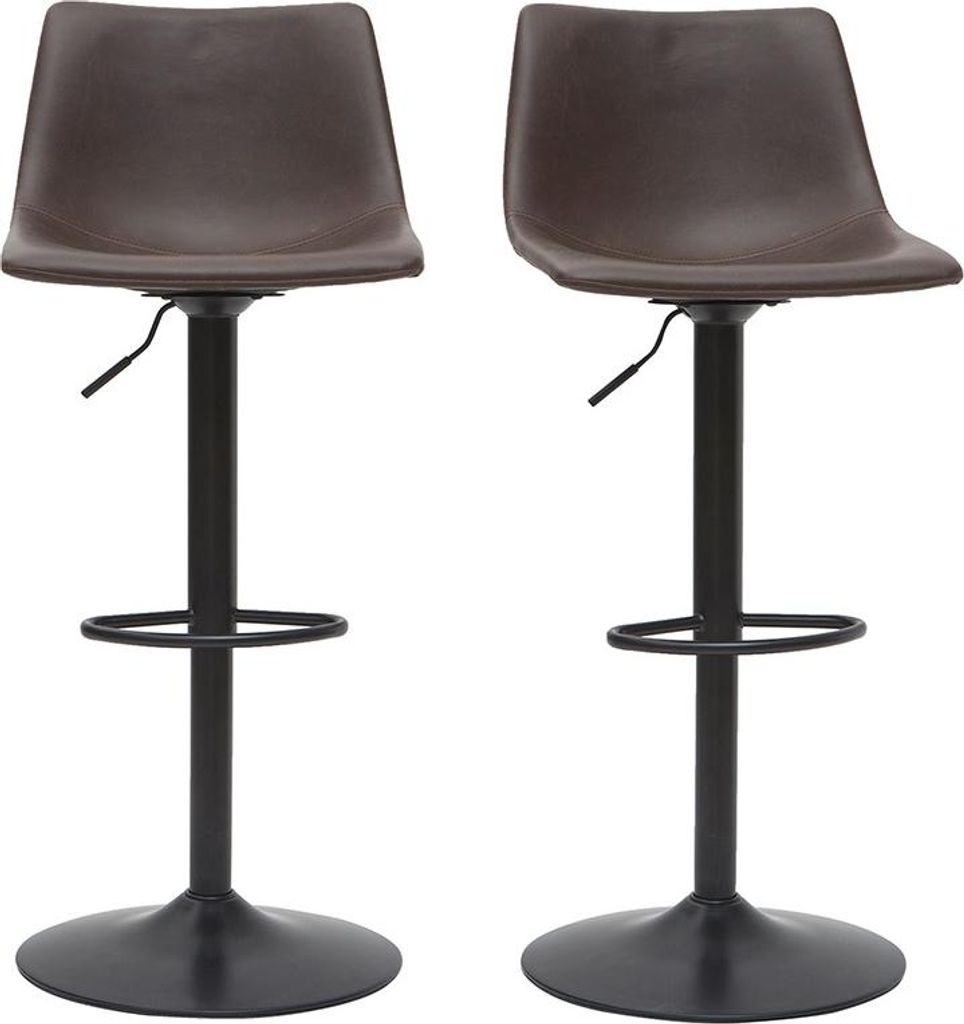 Miliboo - Barhocker Vintage Polyurethanbraun 2er Set NEW Produktbild 