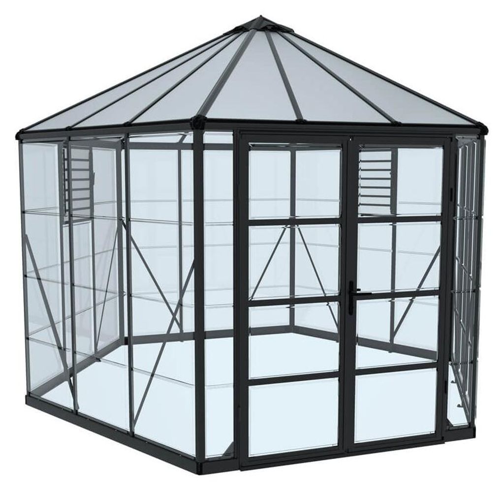 Palram - Canopia Aluminium Gewächshaus Oasis Grau Ø 363 cm Produktbild 