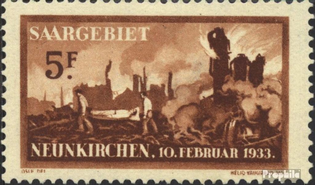 Briefmarken Saarland 1933 Mi 170 mit Falz Explosionsunglück