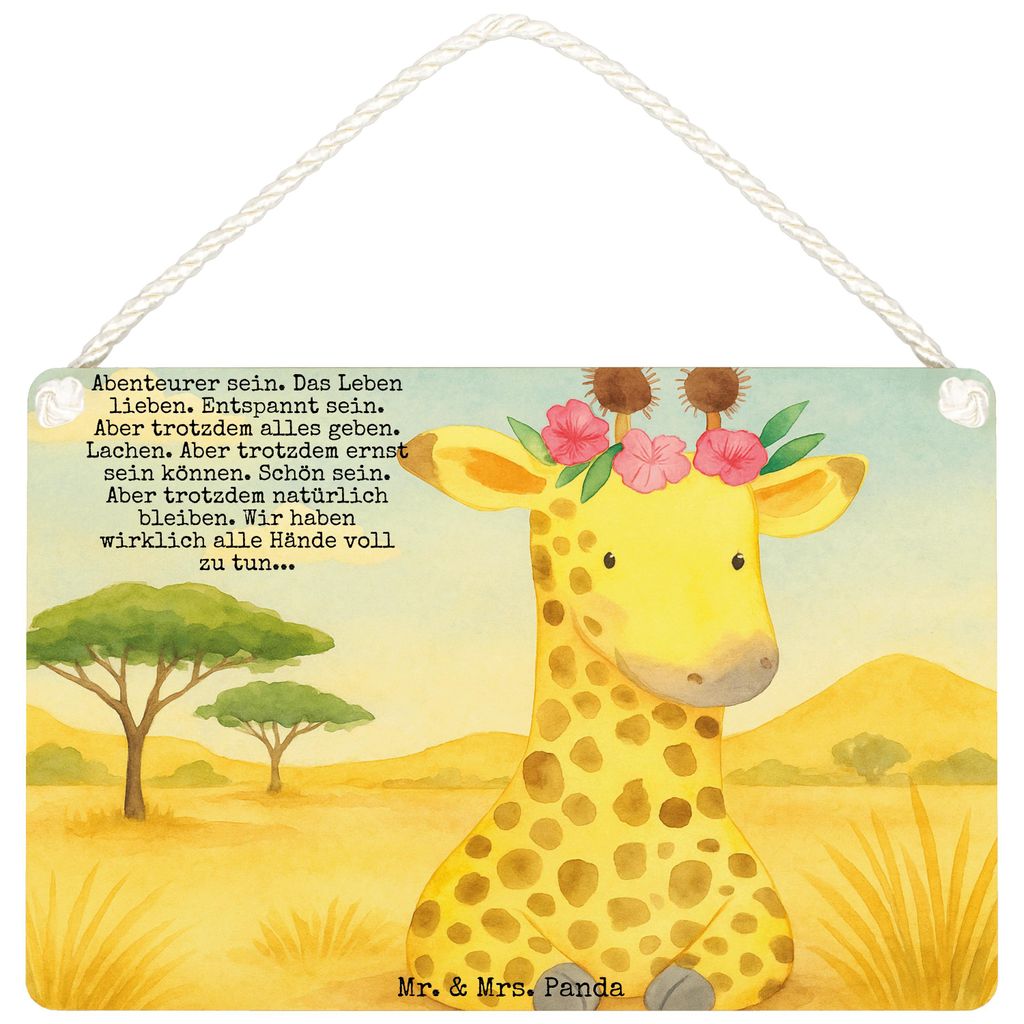 Mr. & Mrs. Panda Schild Giraffe Blumenkranz Design DIN A4 - Weiß - Geschenk, Türschild, wandtafel, Selbstliebe, Holzschild, kleine aufmerksamkeit...