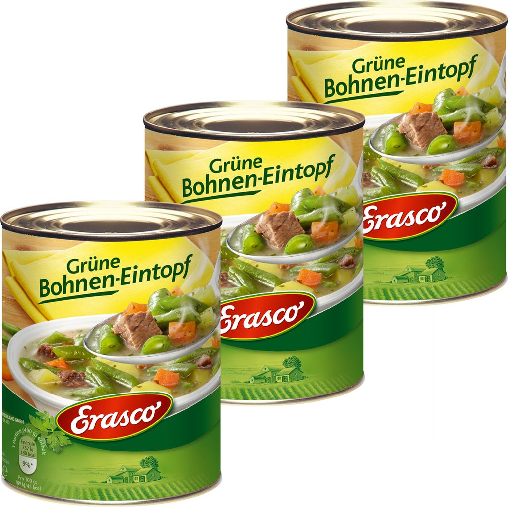 Erasco Grüne Bohnen-Topf mit erntefrischem Gemüse, 3er Pack Produktbild 