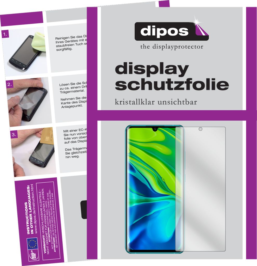 4x Schutzfolie für Xiaomi Mi CC9 Pro klar Displayschutzfolie Folie Display Schutz dipos