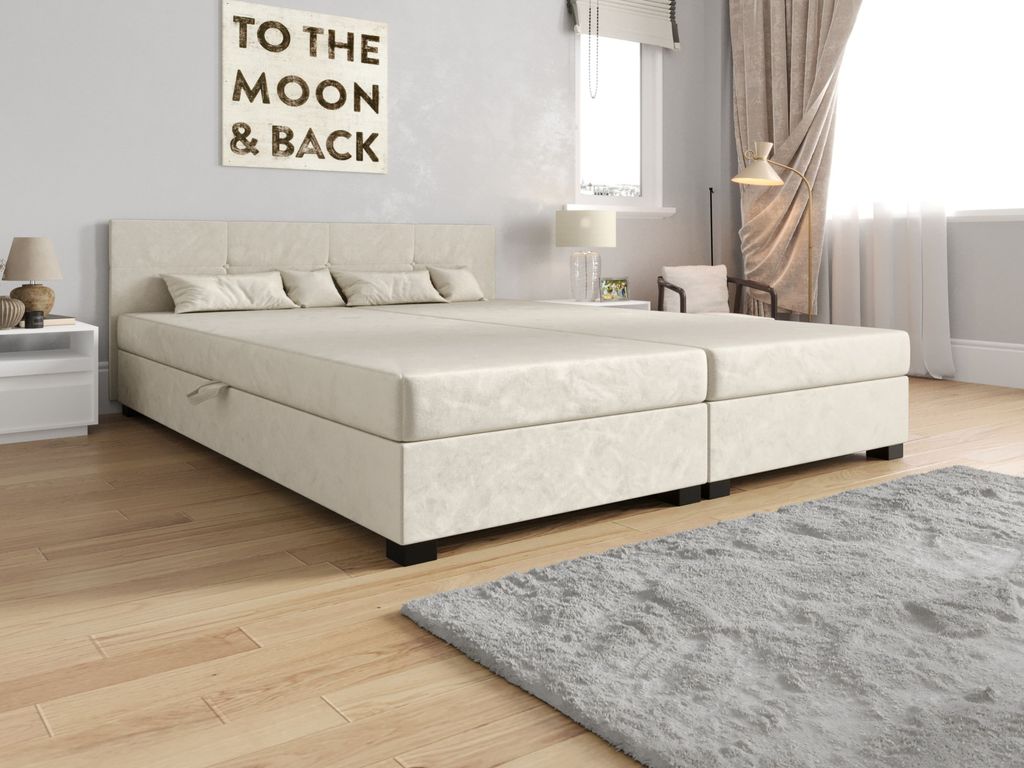 Amerikanisches Bett mit Stauraum 160x200 ROSIE 16 - ecru