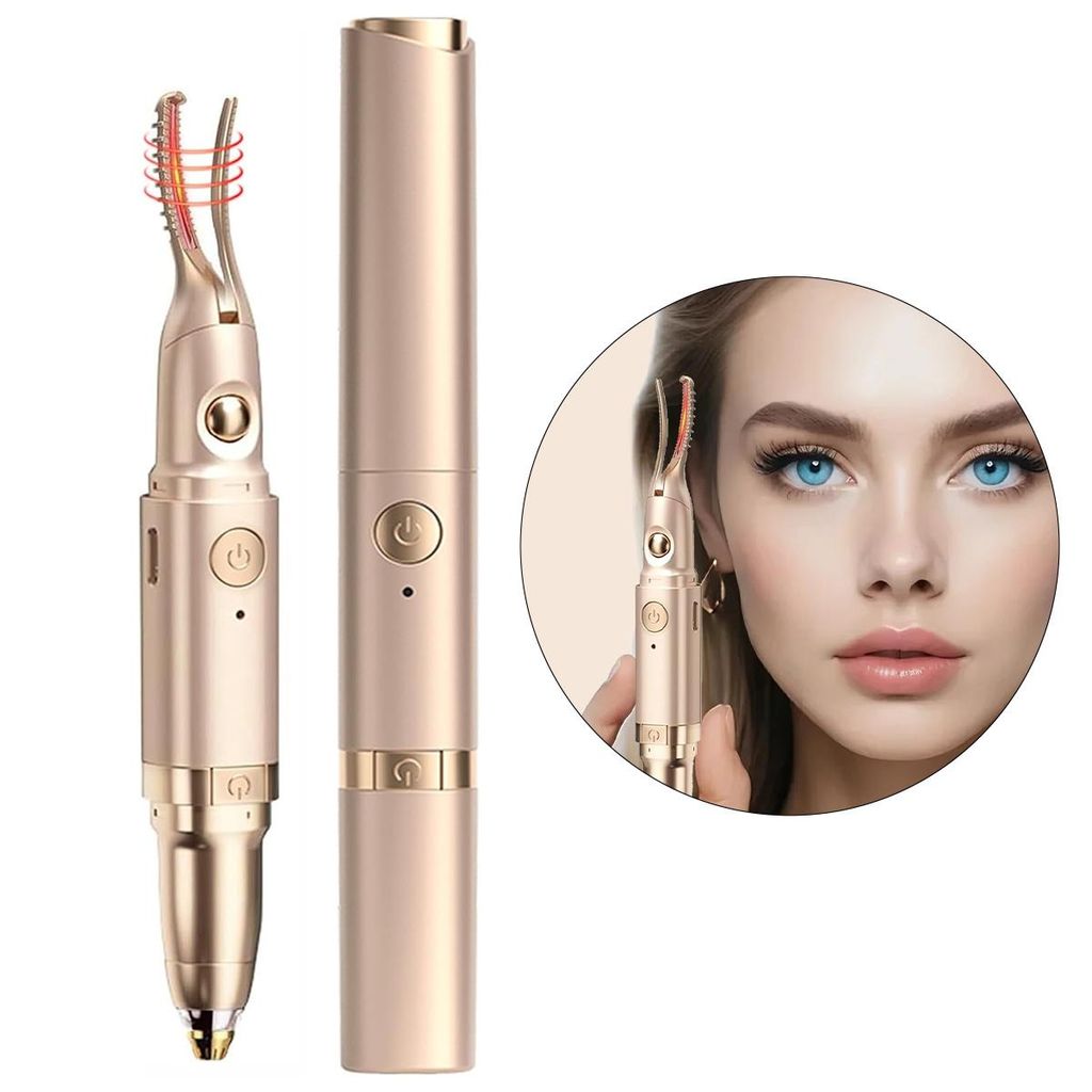 Multifunktionaler 2-in-1 Doppelkopf-Heizwimpernformer , Augenbrauentrimmer mit 2 Temperaturstufen,elektrischer Wimpernformer, ideal für Frauen