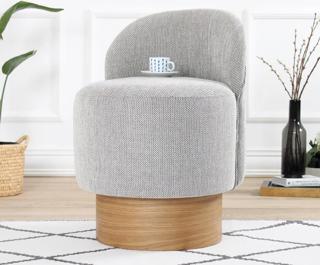 Pouf Hanah Home Barren Gris en Coton et Lin - Siège Déco 47x47x66 cm