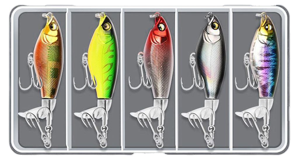 5 Stück 9,2 cm/12 g Oberflächenköder mit rotierendem Propeller für weite Würfe, schwimmend, spritzend, künstlich, für Süßwasser- und Salzw...