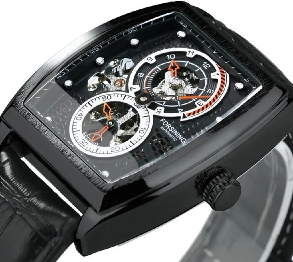Montre automatique sport pour homme au design chic et moderne noire