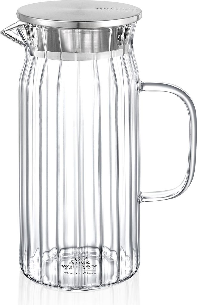 WILMAX 1000 ml geriffelter Glaskrug mit Deckel für Produktbild 