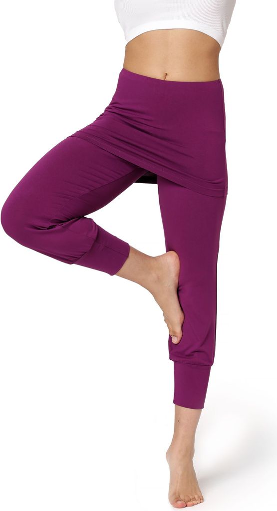 Bellivalini Damen Leggings Yogahose mit Rock 3/4 Hose BLV50-276 (Fuchsia, 3XL)
