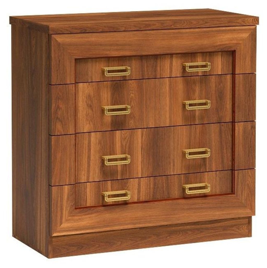 Masseno Kommode UDINE 90 cm Sideboard mit 4 Schubladen und Türen für Wohnzimmer Schlafzimmer Modern 90x44x90 cm Braun