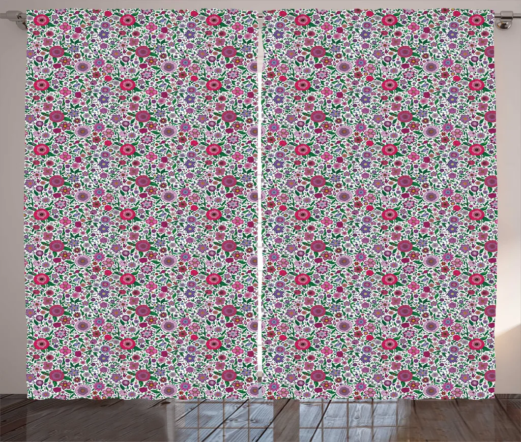 Grand Rideau de Décoration Florale pour Salon et Séjour 280x225 cm