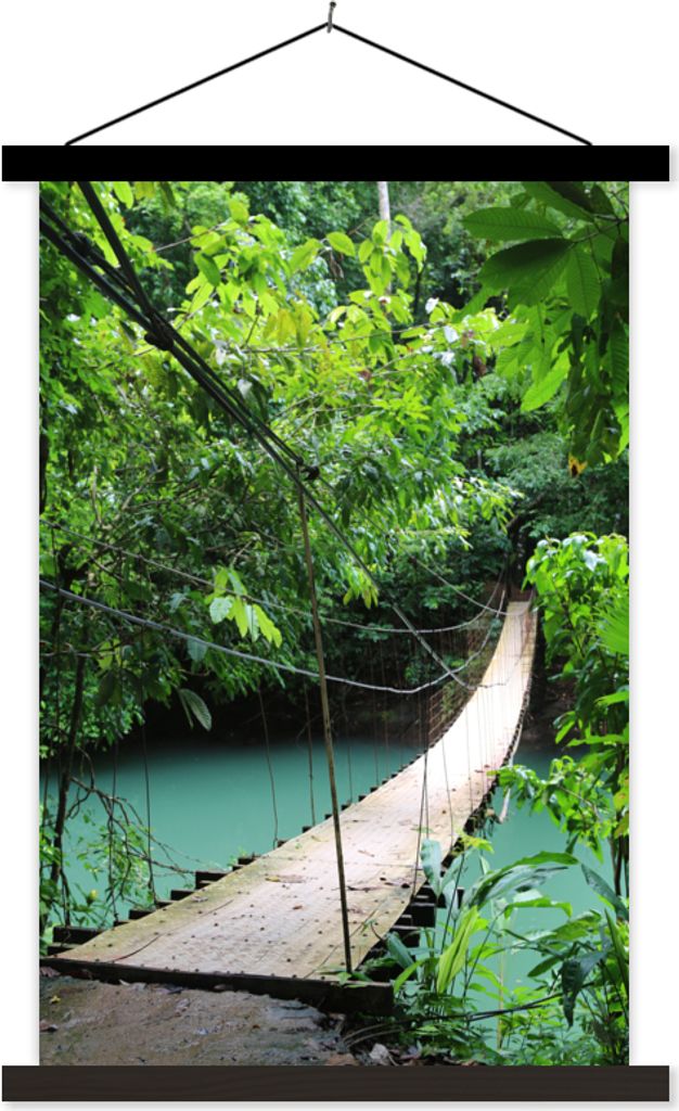 MuchoWow Textilposter Natur - Brücke - Türkis 60x90 cm mit schwarzem Rahmen - Poster Wohnzimmer