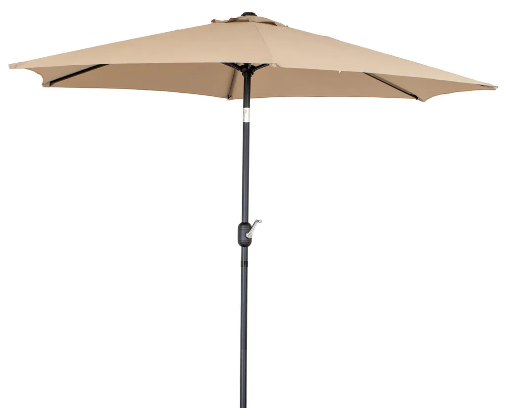 Grand parasol rond 270cm beige pour terrasse et balcon, mât en acier