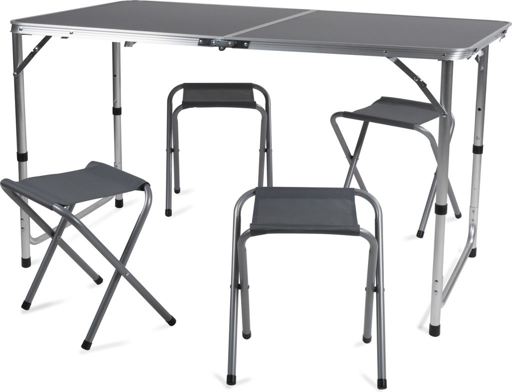 Camping Koffertisch 5 tlg. Aluminium Sitzgruppe, 4 Hocker 1 Produktbild 
